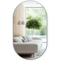Tulup (52x90 cm) Miroir à Suspendre oir Ovale Modèle À Accrocher Au Mur Élégant Pour Entrée Chambre