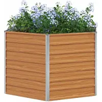 vidaXL Lit surélevé dans le jardin Marron clair 129 x 129 x 77 cm Acier galvanisé