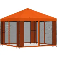 vidaXL Kiosque de jardin avec parois latérales, 3 x 3 m, orange