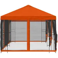 vidaXL Kiosque avec parois latérales, 6 x 3 m, orange, polyester et acier
