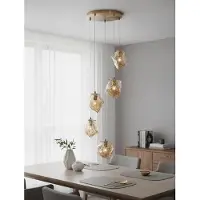 Nova Luce Suspension Odelle Or 5 pâles avec verre ambré