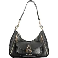 GUESS Jeans sac Jessa noir grainé, porté épaule, poches zip