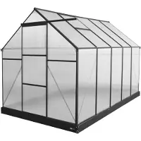 Axi Serre Simon en aluminium et polycarbonate noir | Serre avec porte coulissante et fenêtre résistante à l'hiver | Avec drainage intégré |