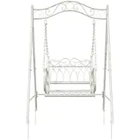vidaXL Banc à bascule en acier 113 x 121,5 x 168 cm, blanc antique