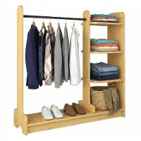 VCM Portemanteau H. 124 x L. 106 x P. 35 cm avec étagère et tringle à vêtements - Portemanteau ouvert pour chambre, couloir ou dressing - Lempu L