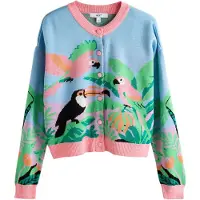 Next Cardigan bleu ciel / vert clair / vert foncé / pitaya