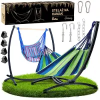 Zolta Hamac avec structure, jardin, support deux places, graphite, bohème, chaise suspendue, 2 en 1