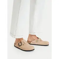 Birkenstock pour homme. 1031573 Sandales en cuir Boston Wire Buckle (Ajustement Étroit) sable (42), Beige, Plat, Nubuck, Boucle, Casuel