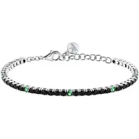 Morellato Bracelet De Tennis - Morellato - Saiw260 - Argent Recyclé 925 - Zircon Cubique Noir Et Vert - 16 Cm Extensible