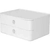 HAN Bloc à tiroirs Smart-Box Allison, 2 tiroirs avec cloisons de séparation, Support pour câble, empilable, plastique ABS, blanc