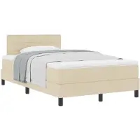 vidaXL Lit Boxspring avec tête de lit Crème 120 x 200 cm Tissu