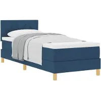 vidaXL Lit boxspring avec coussins et tête de lit, bleu, 80 x 200 cm, tissu