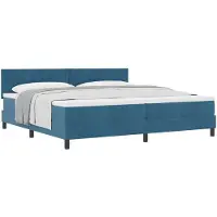 vidaXL Lit boxspring avec tête de lit bleu foncé 200 x 200 cm velours