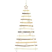 vidaXL Sapin de Noël avec 50 LED Naturel 120 cm frêne massif