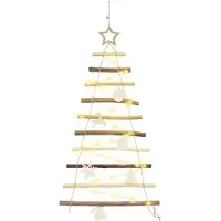 vidaXL Sapin De Noël Avec 30 Led Naturel 90 Cm Frêne Massif