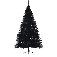 vidaXL Sapin de Noël artificiel pré-éclairé noir 210 cm PVC