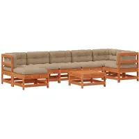 vidaXL Ensemble de salon de jardin , 8 pièces, couleur marron cire, en bois de pin massif