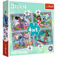 Trefl CREFL PUZZLE 4en1 Journée folle Lilo&Stitch 34633 - Puzzle pour enfants