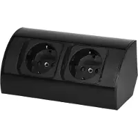 ORNO Prise de surface OR-AE-1303(GS)/B, 2 prises Schuko 2P+E, 16A, 3680W, Montage apparent, Noir