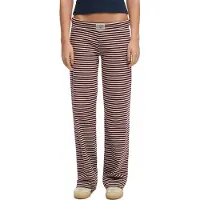 Superdry Femme Pantalon Athletic Essentials Rayé Coupe Ajustée Red Taille: 40