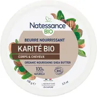 Natessance Beurre de Karité Bio 100 % Pur Sans Parfum Visage Corps Cheveux 100 g Baume