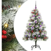 vidaXL Sapin de Noël artificiel Vert et blanc 150 cm
