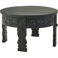 Wohnling Table basse design 60x36x60 cm table basse ronde en bois massif noir |