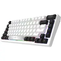 Nikcorp Clavier mécanique de jeu compact, format 75%, éclairage RGB, blanc et noir