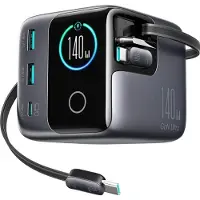 JOYROOM Chargeur pour ordinateurs de bureau Podix JR-TRD01 GaN 140W avec 5 ports et deux câbles rétractables - gris