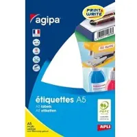 Agipa APLI-Agipa - Mat - adhésif permanent - blanc - 100 x 24 mm 160 étiquette(s) (16 feuille(s) x 10 étiquettes