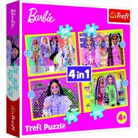Trefl Puzzle 4en1 Funny World Barbie Mattel 34626 - Puzzles pour enfants