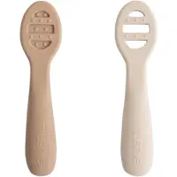 Mushie First Feeding Baby Spoons cuillère Natural/ Shifting Sand 6m+ 2 pcs