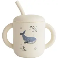 Mushie Silicone Training Cup Whales tasse avec paille 1 pcs