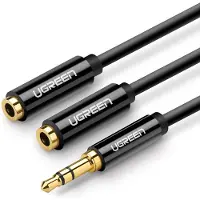UGREEN jack 3,5 mm - 2x 3,5 mm femelle (0.25 m, Câble AUX)