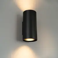 LUSENZ - Applique murale cylindrique 10W GU10 noir mat IP20 dimmable up/downlight