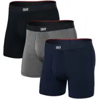 Saxx - Pack de 3 boxers respirants - Vibe Xtra Soft Comfort BB Fly 3pk Black/Dark Grey Heather/Navy - Taille L