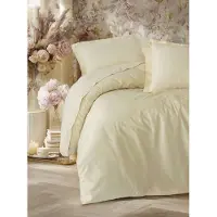 L'essentiel Maison , Elegant - Beige v2, parure de couette en satin pour lit simple (DE), beige, 100 % satin de coton, 135 x 135 cm