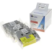 G&G Jeu de 3 bandes de lettrage compatibles avec la bande de lettrage Brother TZe-231, blanc/noir, L 8 m x l 12 mm