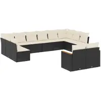vidaXL Ensemble de 12 canapés de jardin avec coussins noir poly rotin