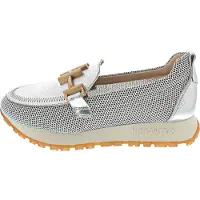 Hispanitas pour femme. HV253919 Baskets Kansas blanc (40), Cuir, Argenté, Plat, 1 à 3 cm, Aucun, Casuel