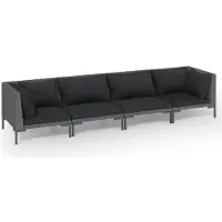 vidaXL Ensemble de salon de jardin 4 pièces avec coussins Poly rotin gris foncé