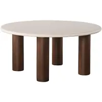 Pole to Pole Table à manger de style japonais moderne, diamètre 140 cm, imitation béton - Beige/Marron