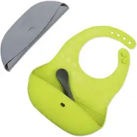Bblüv Pöket bavoir avec une cuillère Grey/Lime 2 pcs