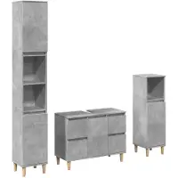 vidaXL Ensemble de meubles de salle de bain 3 pièces gris béton bois composite