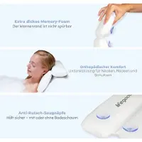 LifeGoods Coussin de bain - avec ventouses antidérapantes - pour bain et jacuzzi - Blanc