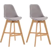 CLP lot de 2 tabourets de bar Cannes velours natura