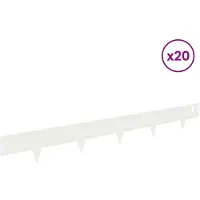 vidaXL Bordure de jardin, 20 pièces, 100 x 12 cm, acier, blanc