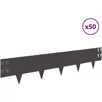 vidaXL Bordure de jardin, 50 pièces, 100 x 20 cm, acier, noir