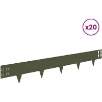 vidaXL Bordure de jardin, 20 pièces, 100 x 15 cm, acier, vert olive