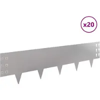 vidaXL Bordure de jardin, 20 pièces, 100 x 25 cm, acier, argenté